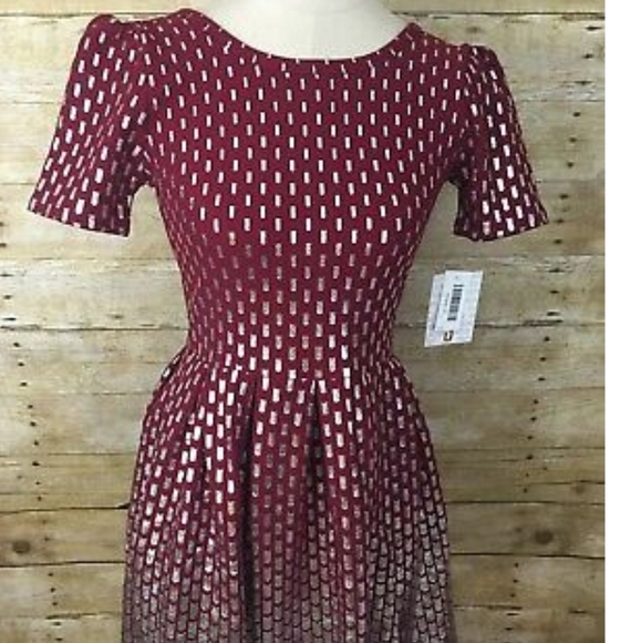 LAST CHANCE SALE Red & Silver Amelia Dress LuLaRoe Elegant Size XXS NEW - Picture 8 of 8